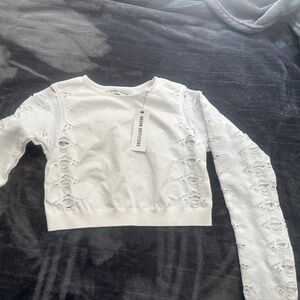 Cute Sexy Urban Outfitters White Long Sleeve Crop Top Size XL NWT
